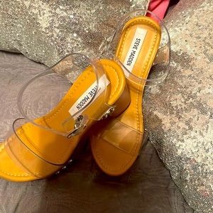 Clear plastic with block heels